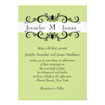 Elegant Monogram Wedding Invitation Scrolls Green