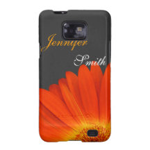 Elegant orange gerbera daisy flowers case samsung galaxy s cases