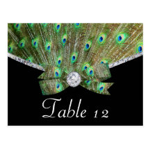 Elegant Peacock & DIamonds Wedding Post Card