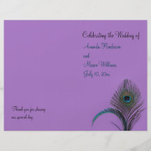 Elegant Peacock Wedding Program (purple) Full Colour Flyer