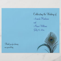 Elegant Peacock Wedding Program (turquoise) Full Color Flyer