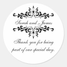 Elegant Personalised Thank You Wedding Stickers