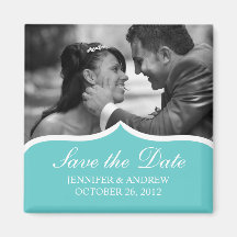 Elegant Photo Save the Date Magnet (turquoise)