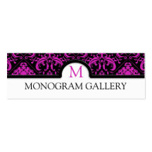 Elegant Pink and Black Damask Business Card Template