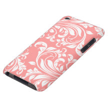 Elegant Pink and White Damask Pattern iPod Case-Mate Case