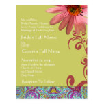 Elegant Pink ConeFlower Paisley Wedding Invitation Postcards