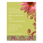 Elegant Pink ConeFlower Paisley Wedding Invitation Post Cards