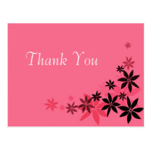 Elegant pink floral wedding thank you postcard.