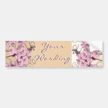 Elegant pink orchids cutomizable stickers bumper sticker
