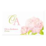 Elegant Pink Peony Florist Monogram Business Cards