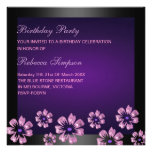 Elegant Pink & Purple Hibiscus Birthday Invitation