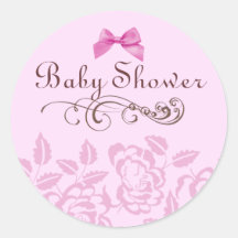 Elegant Pink Rose Baby Shower Envelope Sticker