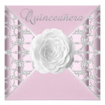 Elegant Pink Rose Quinceanera Personalized Invitation
