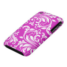 Elegant Purple and White Floral Damask iPhone 3 Case-Mate Case