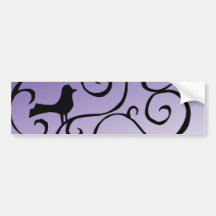 Elegant Purple Bird Silhouette on Branch Swirls Bumper Stickers