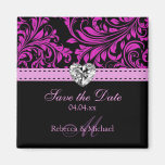 Elegant Purple Damask Save the Date Magnets