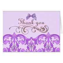 Elegant Purple Damask Thank You Card