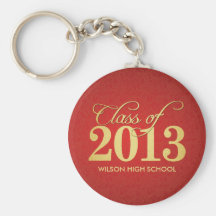 Elegant Red and Gold Class of 2013 key-chains Keychain
