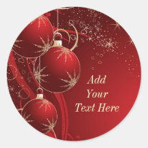 Elegant Red Christmas Round Sticker