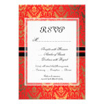 Elegant Red Heart Damask RSVP Response Cards
