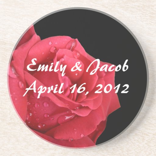 Elegant Red Rose Personalised Coasters