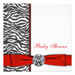 Elegant Red Zebra Baby Shower Personalized Invitation