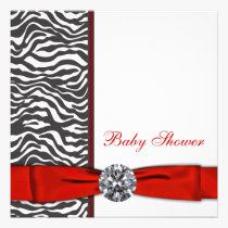 Elegant Red Zebra Baby Shower invitations