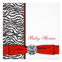 Elegant Red Zebra Baby Shower Personalized Invitation