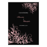 Elegant Retro Pink Flower Swirl Wedding Personalised Invitations
