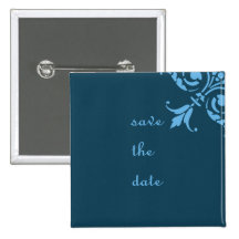 Elegant Save The Date Floral Design Buttons