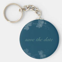 Elegant Save The Date Vines Blue Keychain