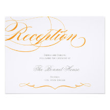 Elegant Script Reception Card - Orange Personalized Invitations
