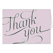 Elegant Script Thank You card in Pale Pink