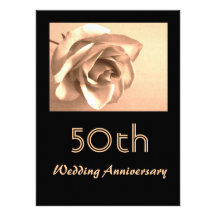 Elegant Sepia Rose 50th Wedding Anniversary Invite