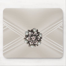 Elegant Silk Beige Pearl Jewel Purse Mousepads