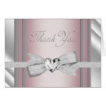 Elegant Silver Pink Baby Thank You Cards