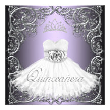 Elegant Silver Purple Quinceanera Invitations
