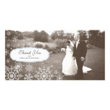 Elegant Snowflake Wedding Thank You Personalized Photo Card