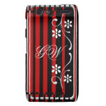 Elegant striped case with flowers and Monogram Motorola Droid RAZR Covers