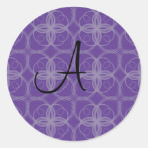 Elegant Swirls in Purple Round Sticker