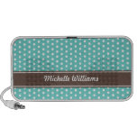 Elegant teal and white polka dots custom speakers