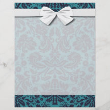 elegant teal blue and midnight damask personalized flyer