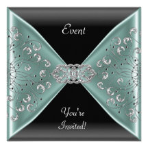 Elegant Teal Blue Black Event Party Personalized Announcements