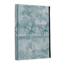 Elegant Teal Butterflies Floral iPad Folio Covers