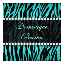 Elegant Teal Jewelled Zebra Invite