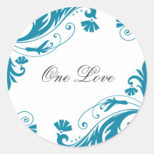 Elegant Teal Wedding Stickers