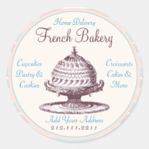 Elegant Vintage French Pastries Victorian Baker Round Sticker