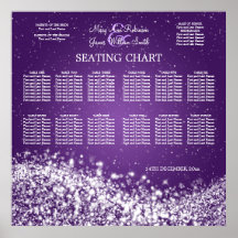 Elegant Wedding Seating Chart Sparkling Wave Purpl Posters