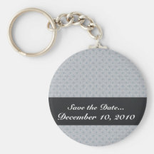 elegant white damask circles on blue background key chains