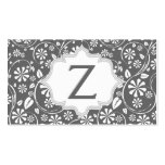 Elegant white, grey floral pattern monogram business card templates